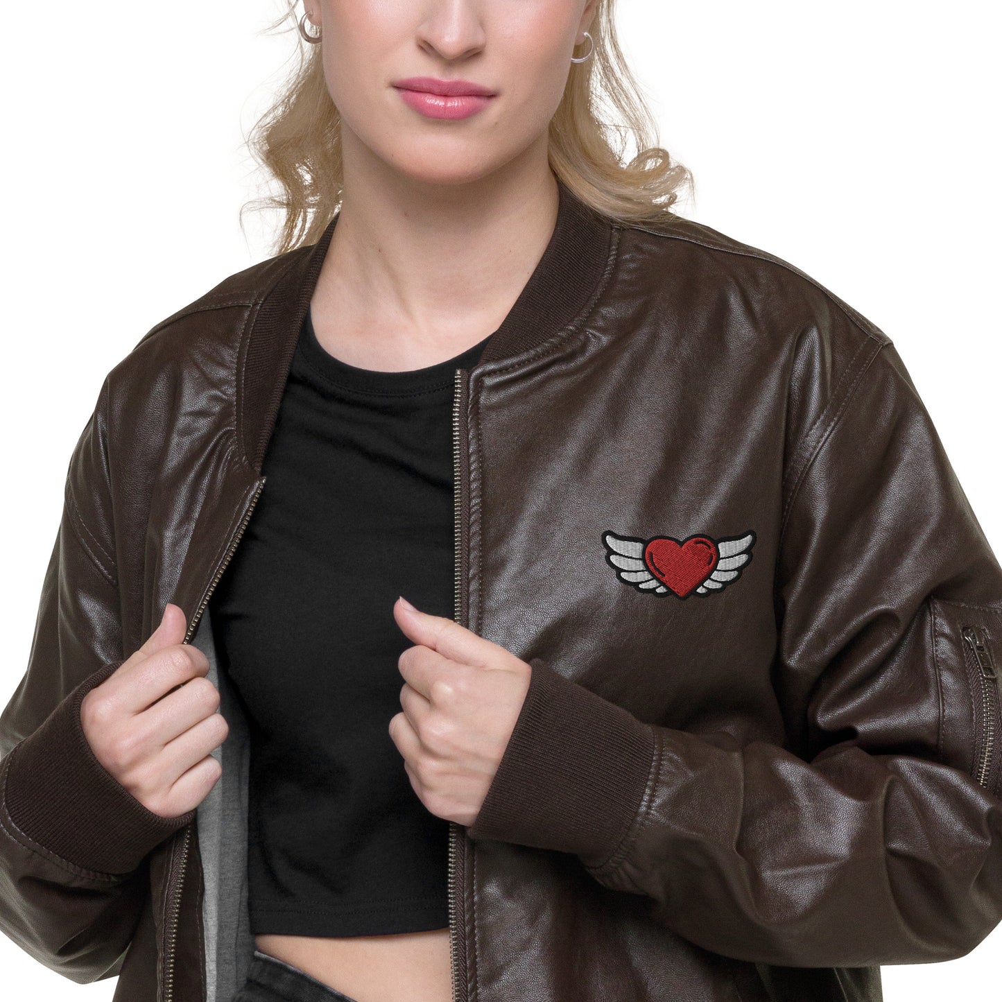 Leather Bomber Jacket Embroidery