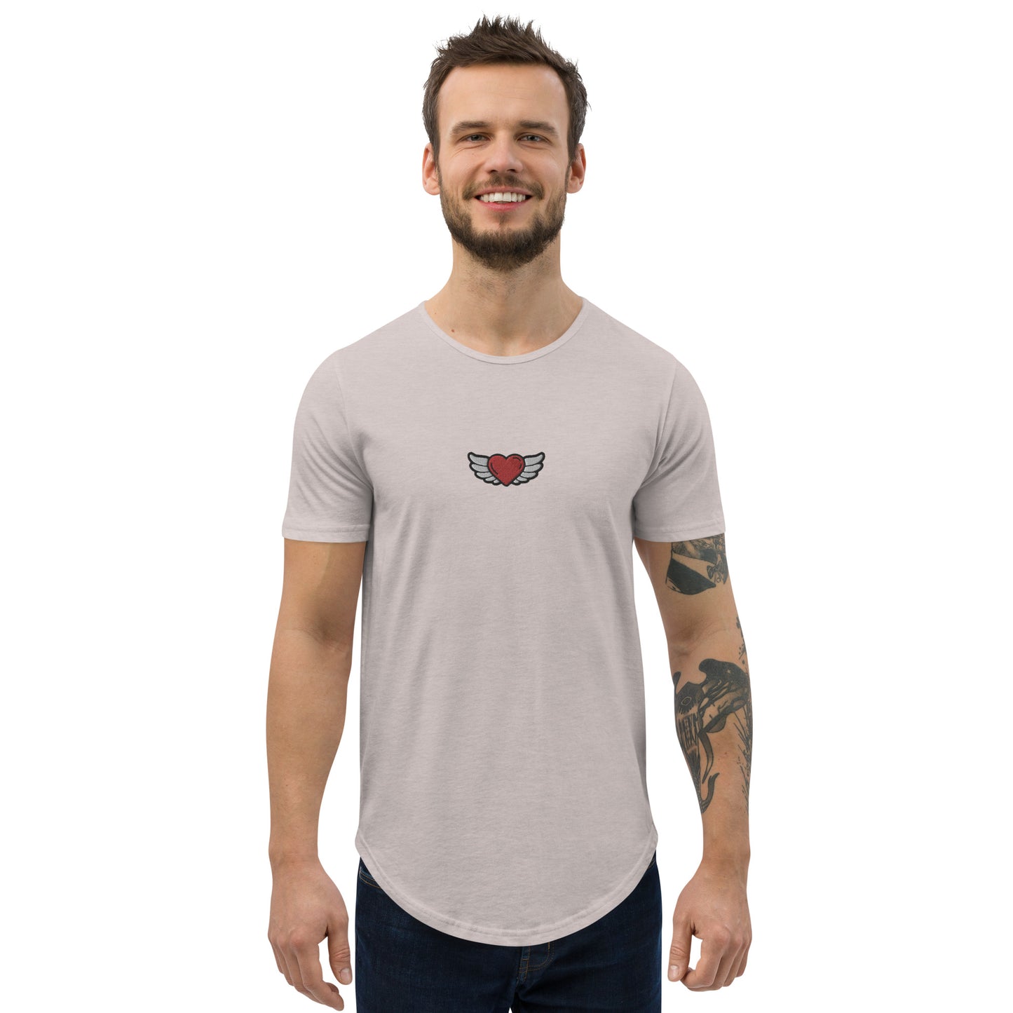 Men's Curved Hem T-Shirt Embroidery