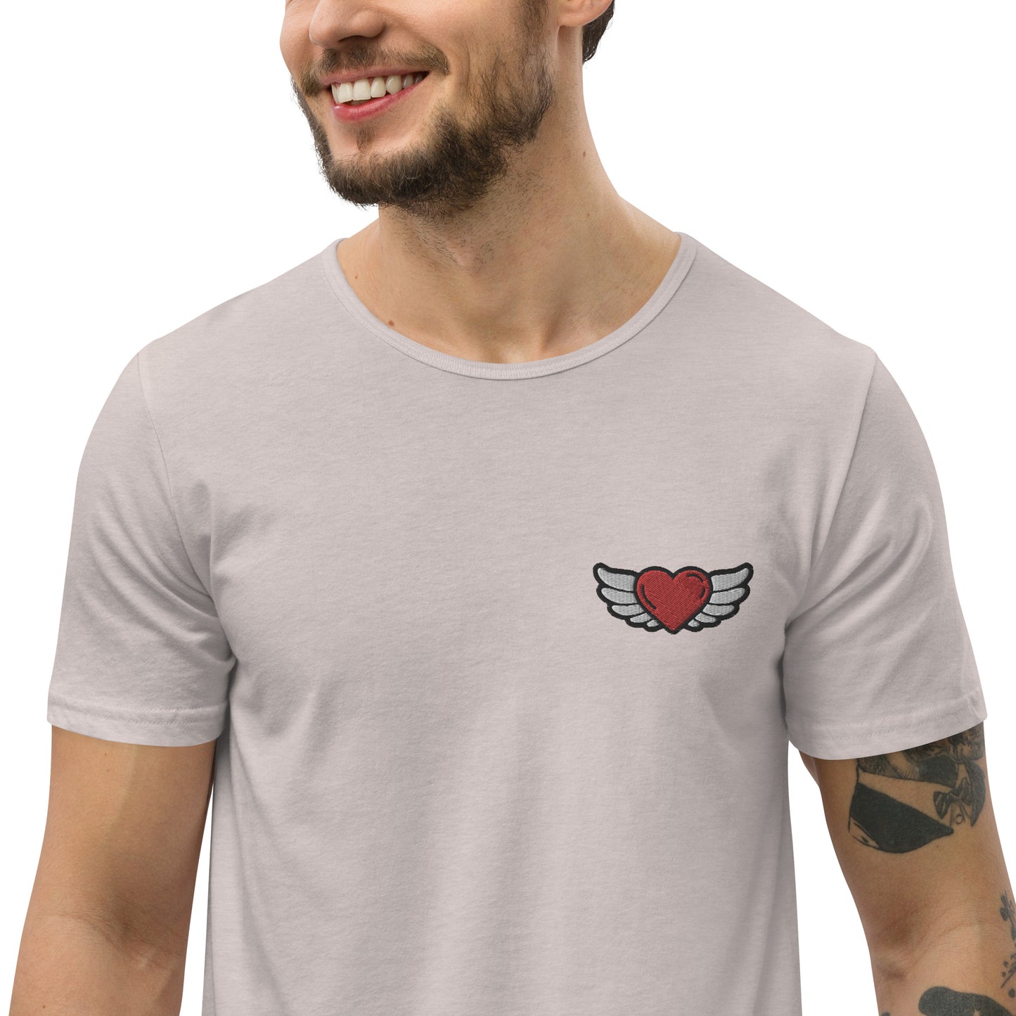 Men's Curved Hem T-Shirt Embroidery