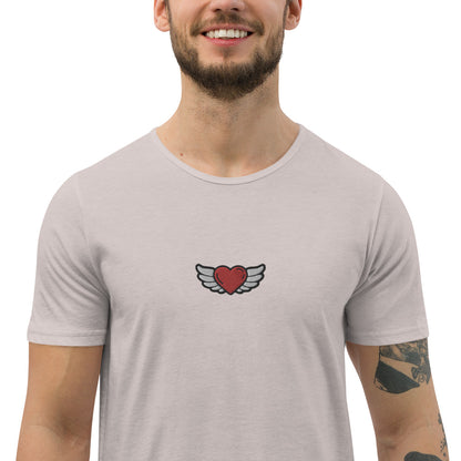 Men's Curved Hem T-Shirt Embroidery