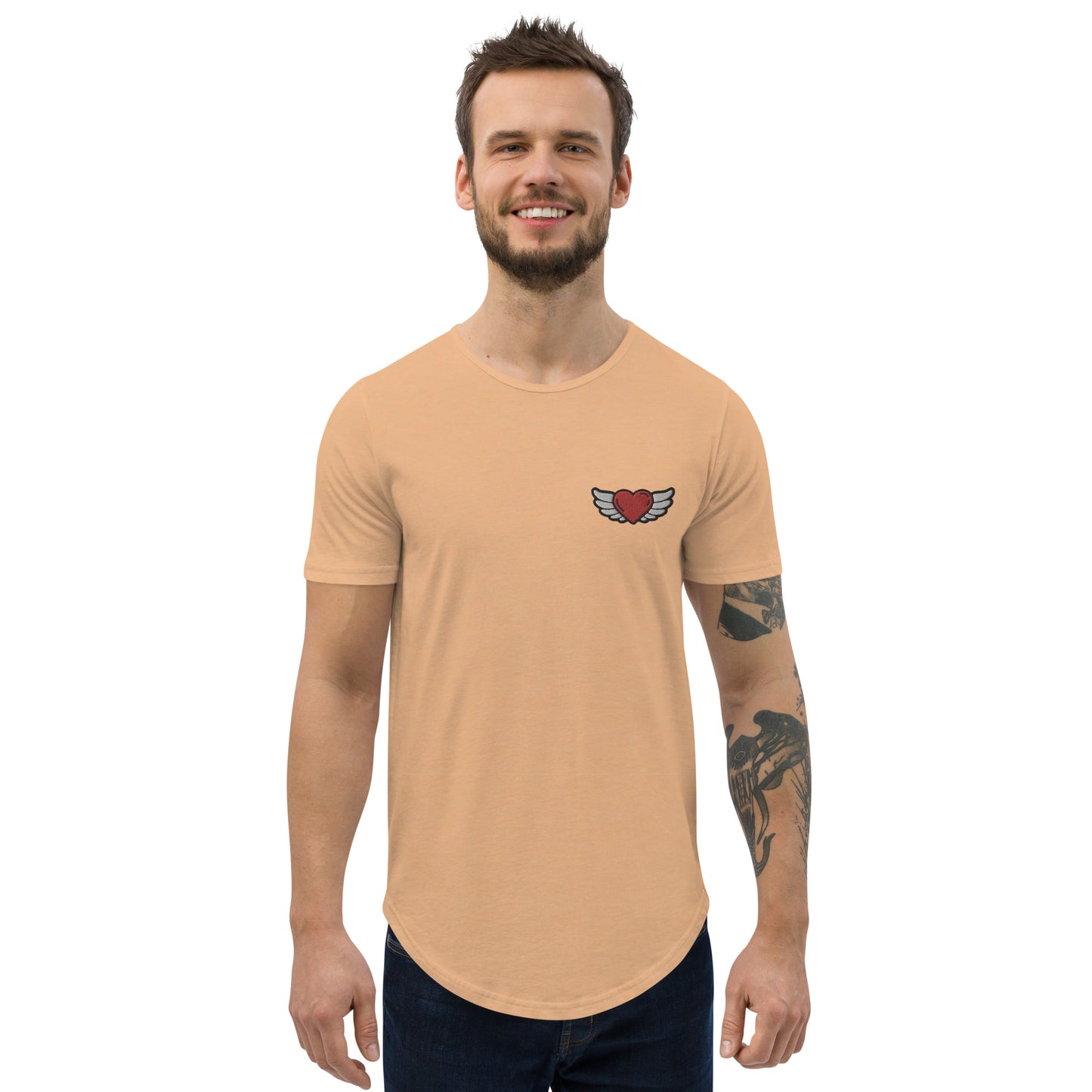 Men's Curved Hem T-Shirt Embroidery