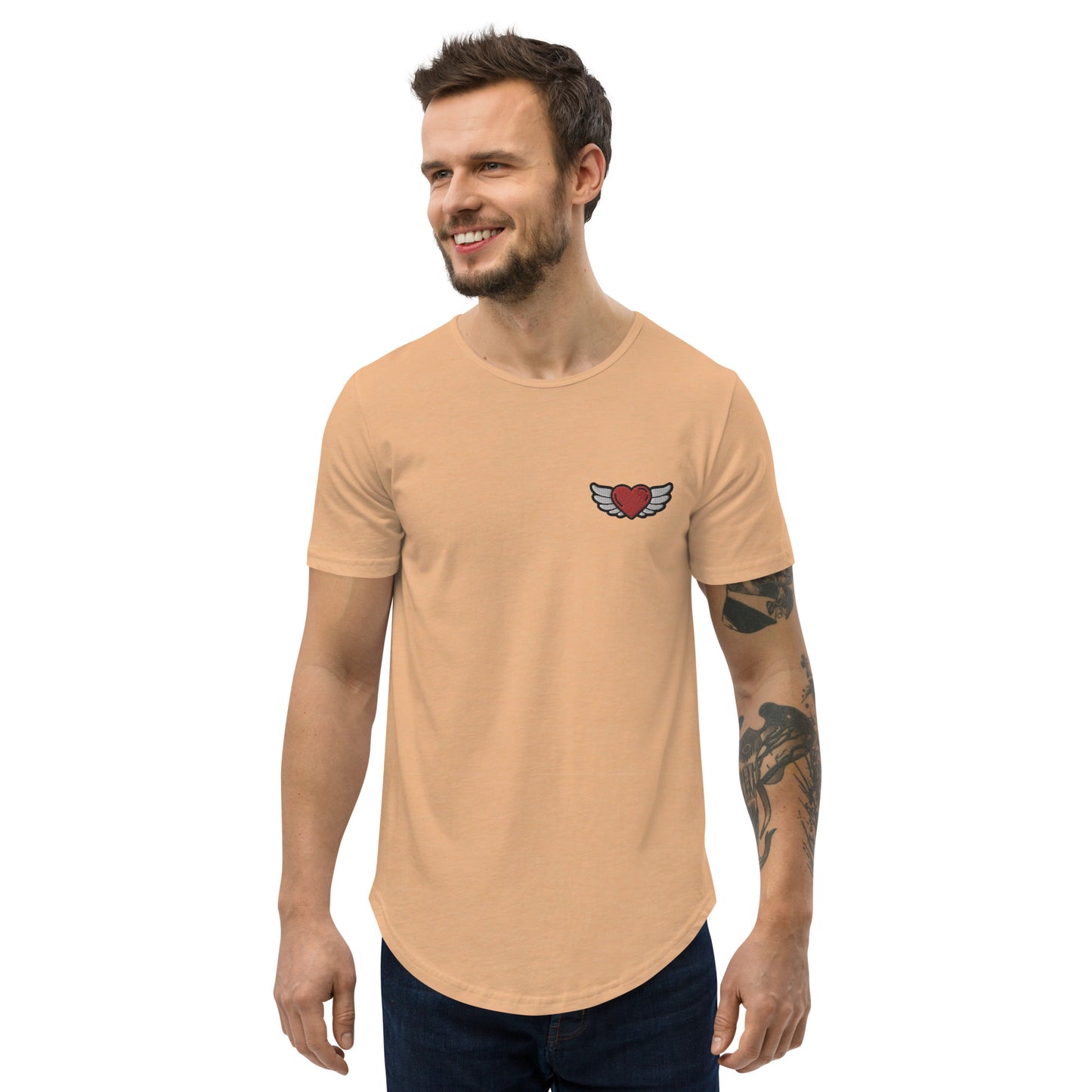 Men's Curved Hem T-Shirt Embroidery