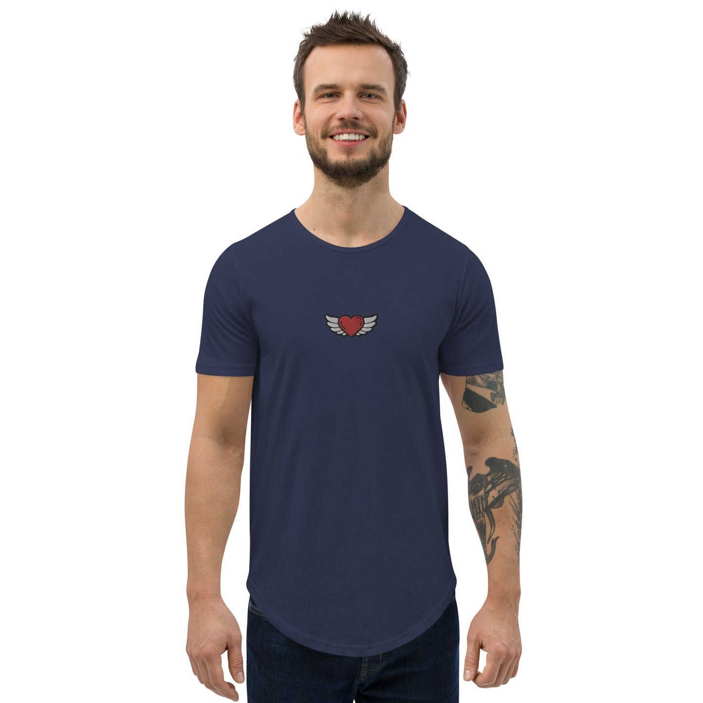 Men's Curved Hem T-Shirt Embroidery