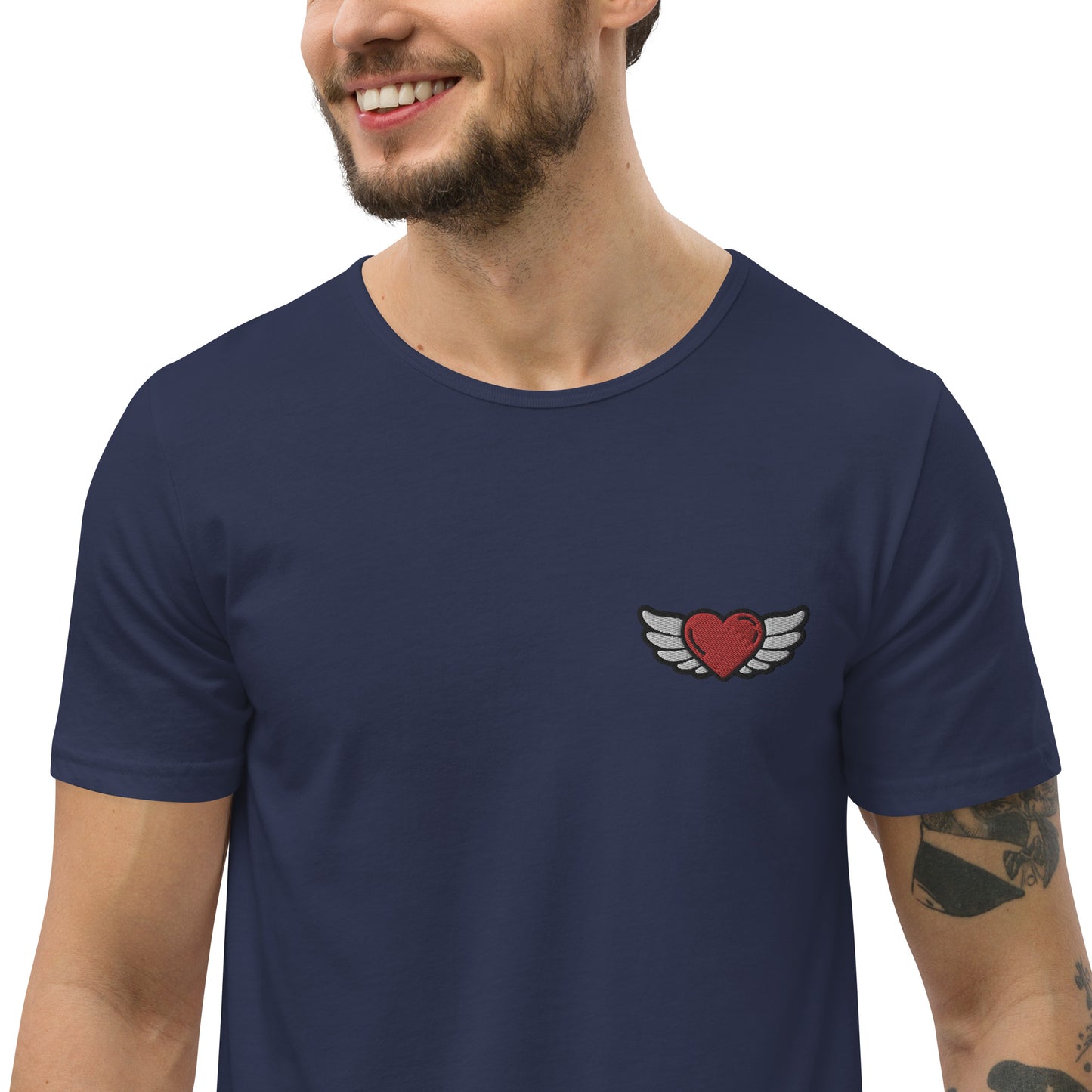 Men's Curved Hem T-Shirt Embroidery