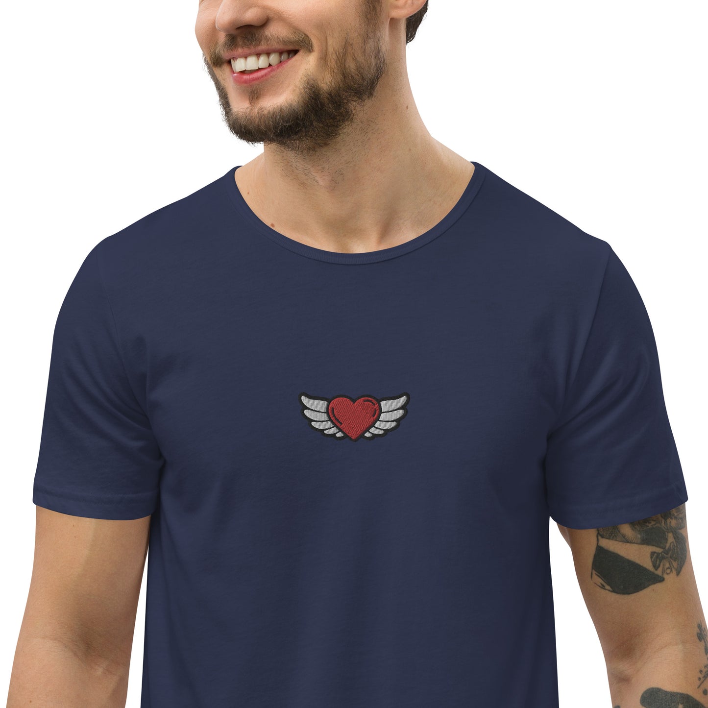 Men's Curved Hem T-Shirt Embroidery