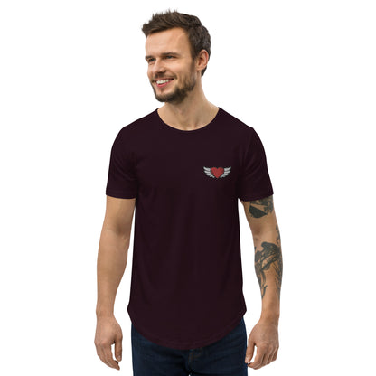 Men's Curved Hem T-Shirt Embroidery