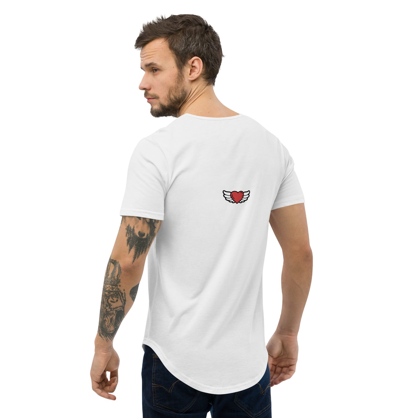 Men's Curved Hem T-Shirt Embroidery