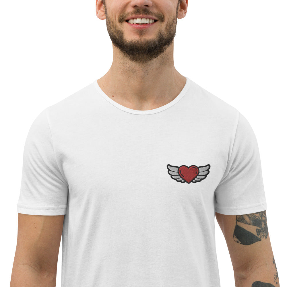 Men's Curved Hem T-Shirt Embroidery