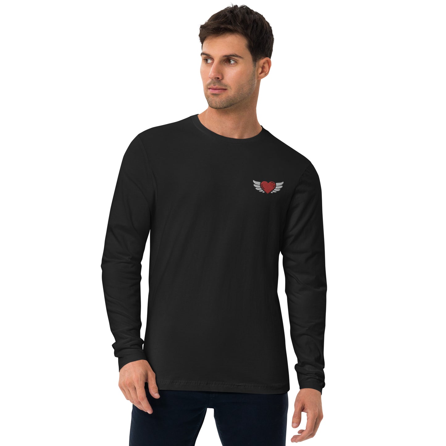 Long Sleeve Fitted Crew Embroidery