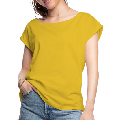 Women's Roll Cuff T-Shirt - mustard yellow