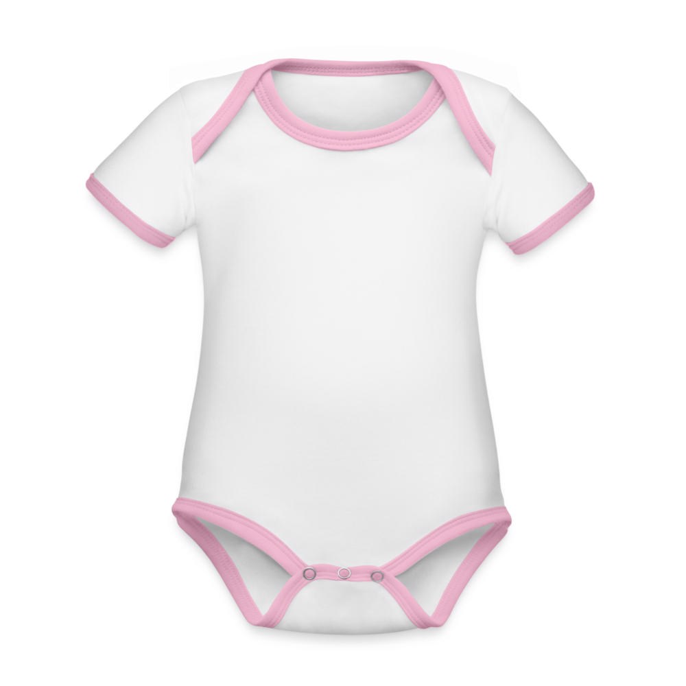 Organic Contrast Short Sleeve Baby Bodysuit - white/pink