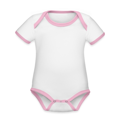 Organic Contrast Short Sleeve Baby Bodysuit - white/pink