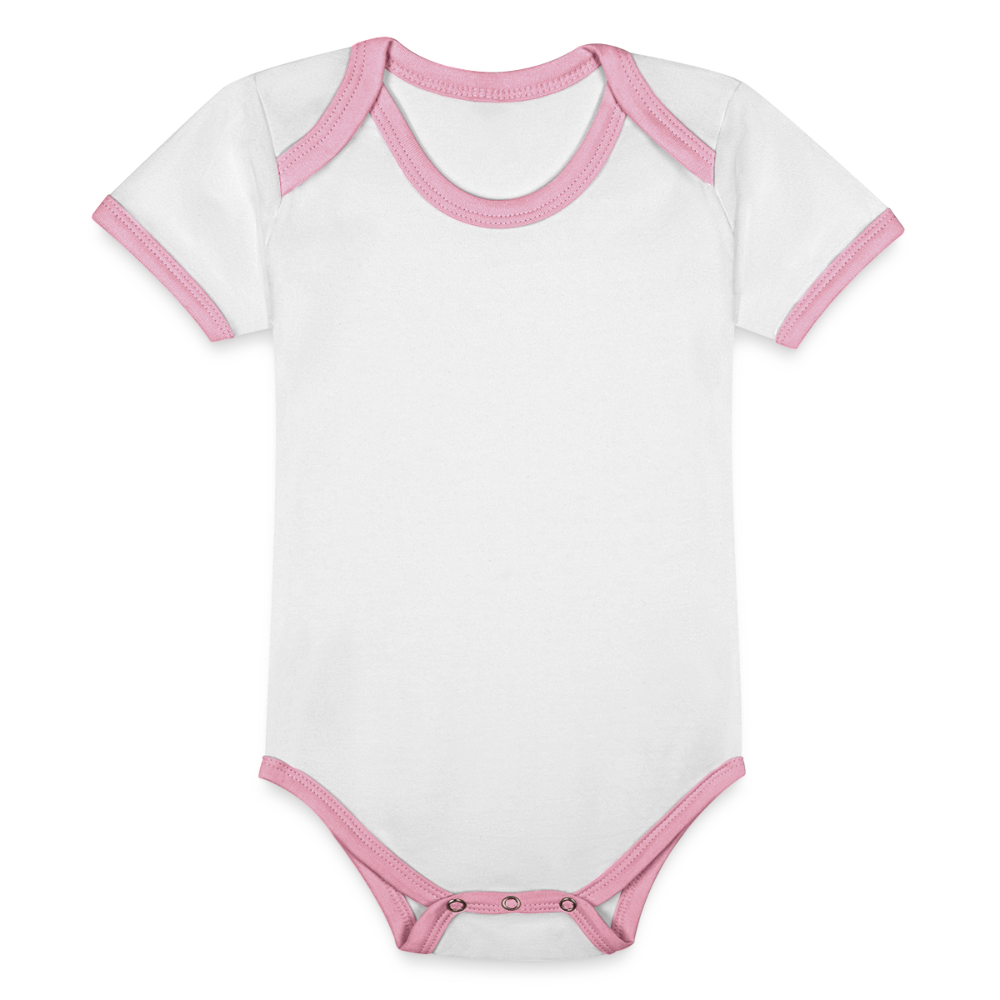 Organic Contrast Short Sleeve Baby Bodysuit - white/pink