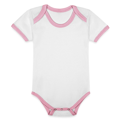 Organic Contrast Short Sleeve Baby Bodysuit - white/pink