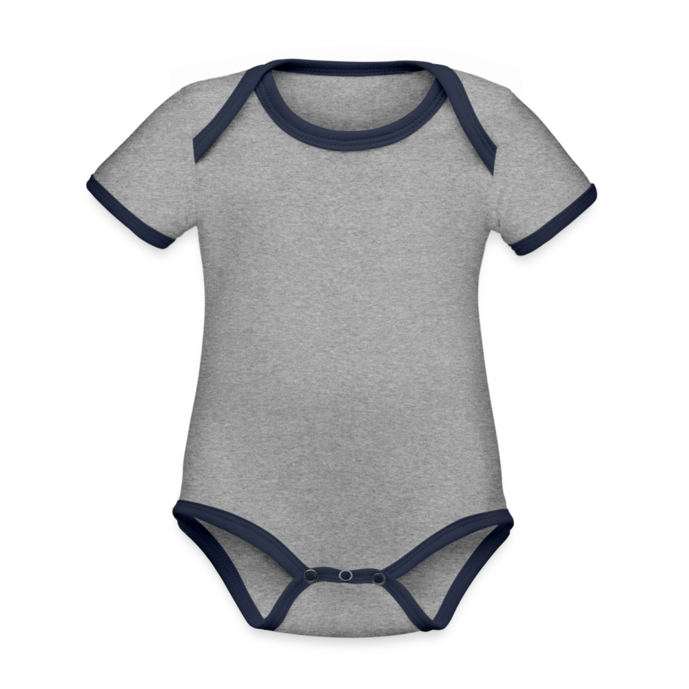 Organic Contrast Short Sleeve Baby Bodysuit - heather gray/navy