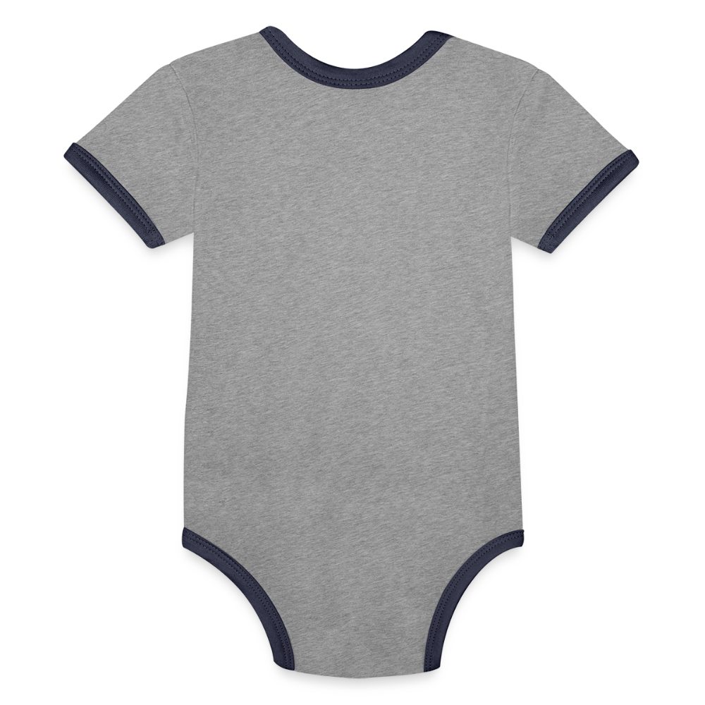 Organic Contrast Short Sleeve Baby Bodysuit - heather gray/navy