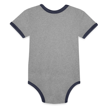 Organic Contrast Short Sleeve Baby Bodysuit - heather gray/navy