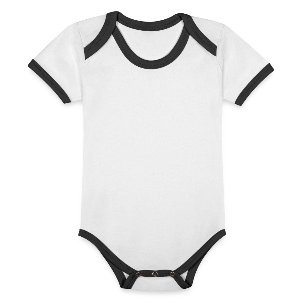 Organic Contrast Short Sleeve Baby Bodysuit - white/black