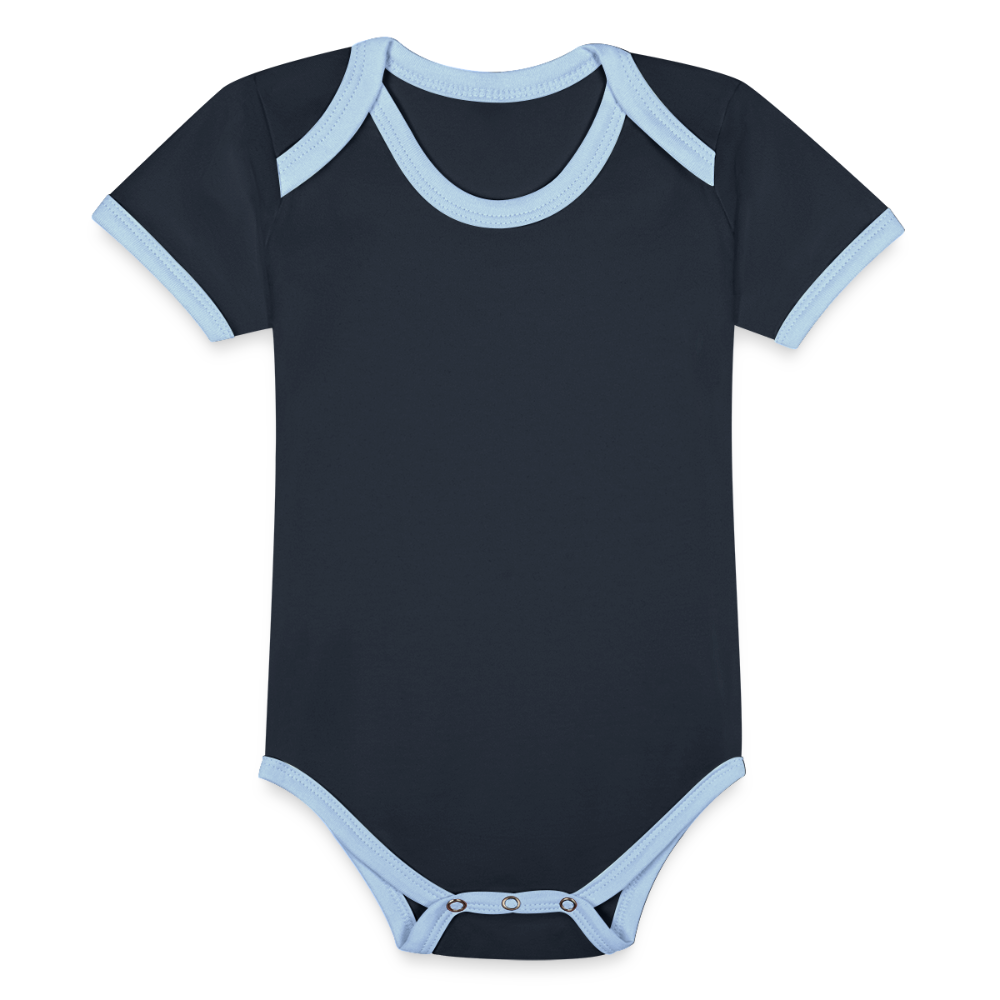 Organic Contrast Short Sleeve Baby Bodysuit - navy/sky