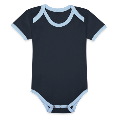 Organic Contrast Short Sleeve Baby Bodysuit - navy/sky