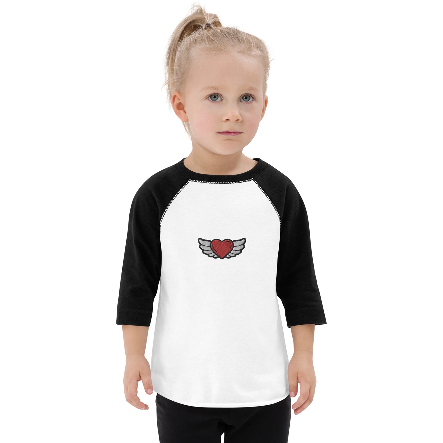 Toddler baseball shirt 3/4 sleeve- Embroidery center front