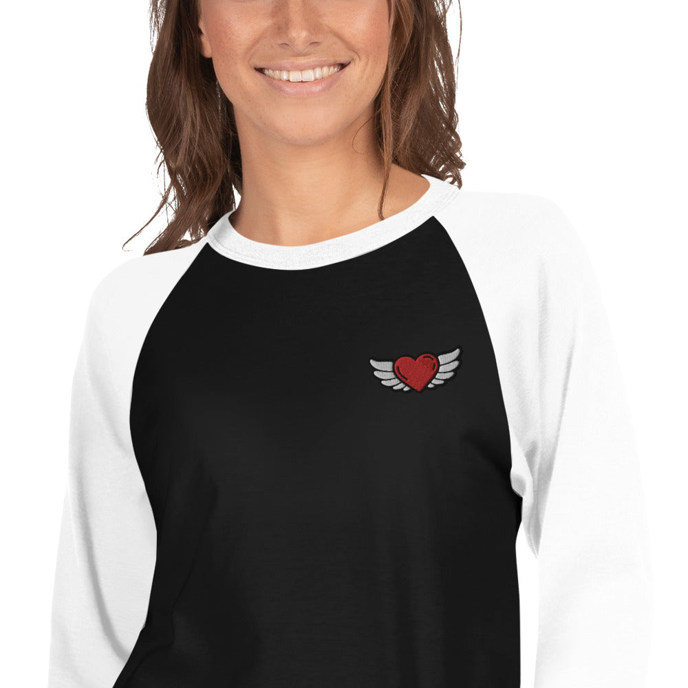 3/4 sleeve raglan shirt Embroidery