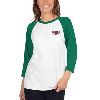 3/4 sleeve raglan shirt Embroidery