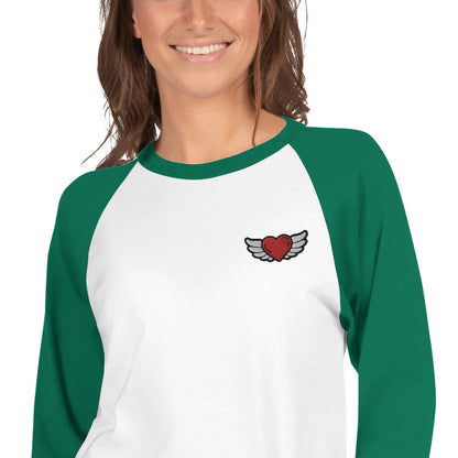 3/4 sleeve raglan shirt Embroidery