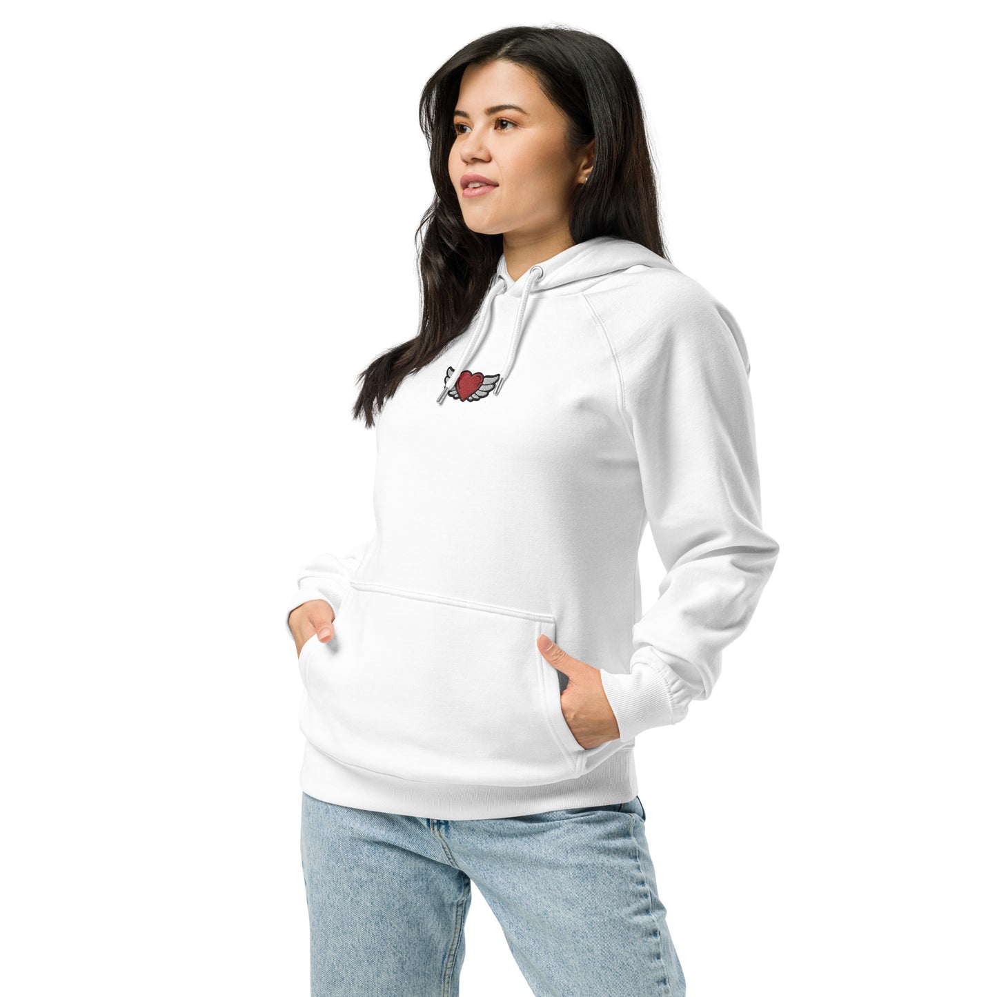 Unisex eco raglan hoodie Embroidery