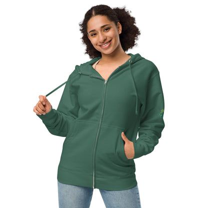 Unisex fleece zip up hoodie