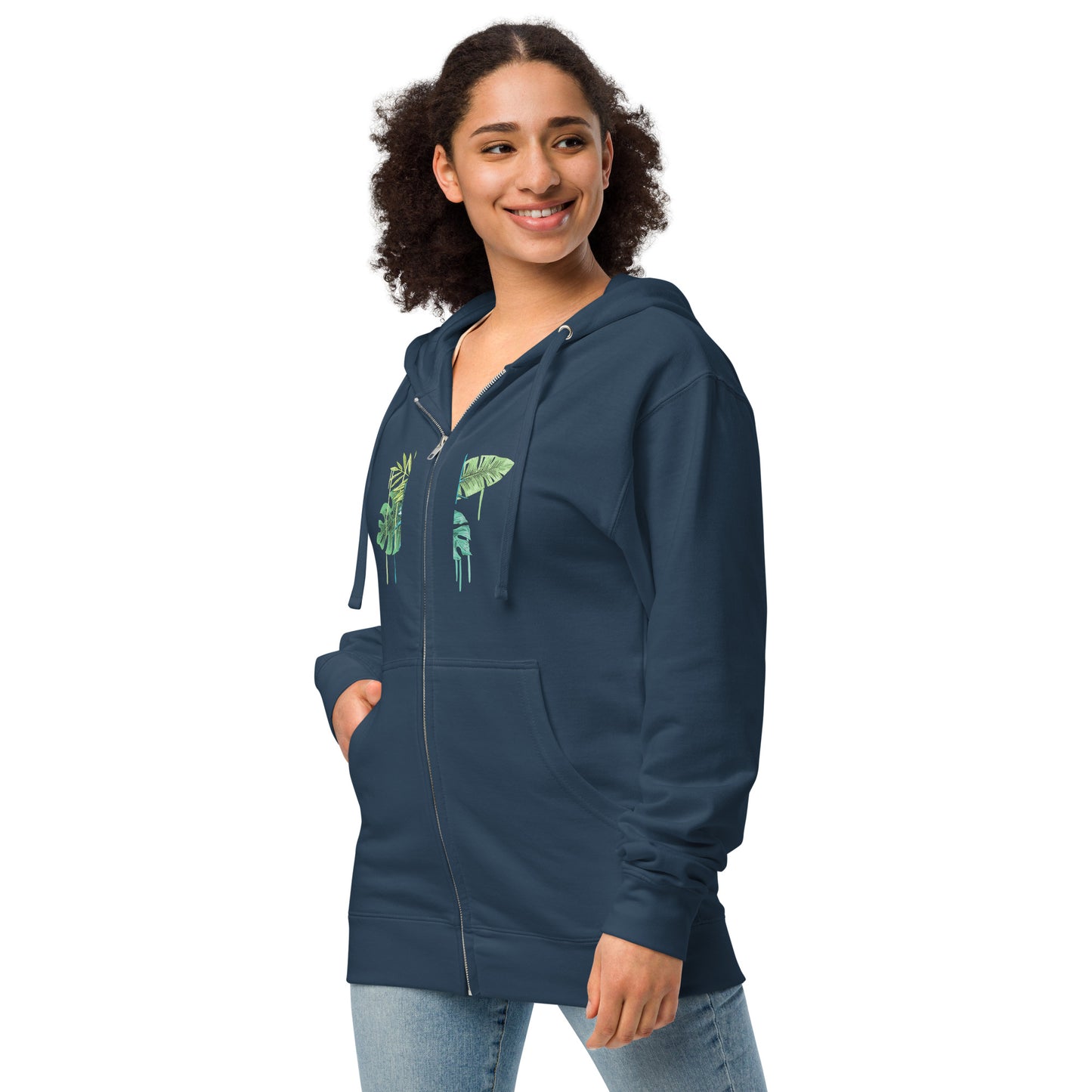 Unisex fleece zip up hoodie