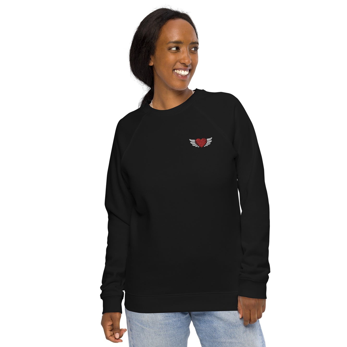 Unisex organic raglan sweatshirt Embroidery