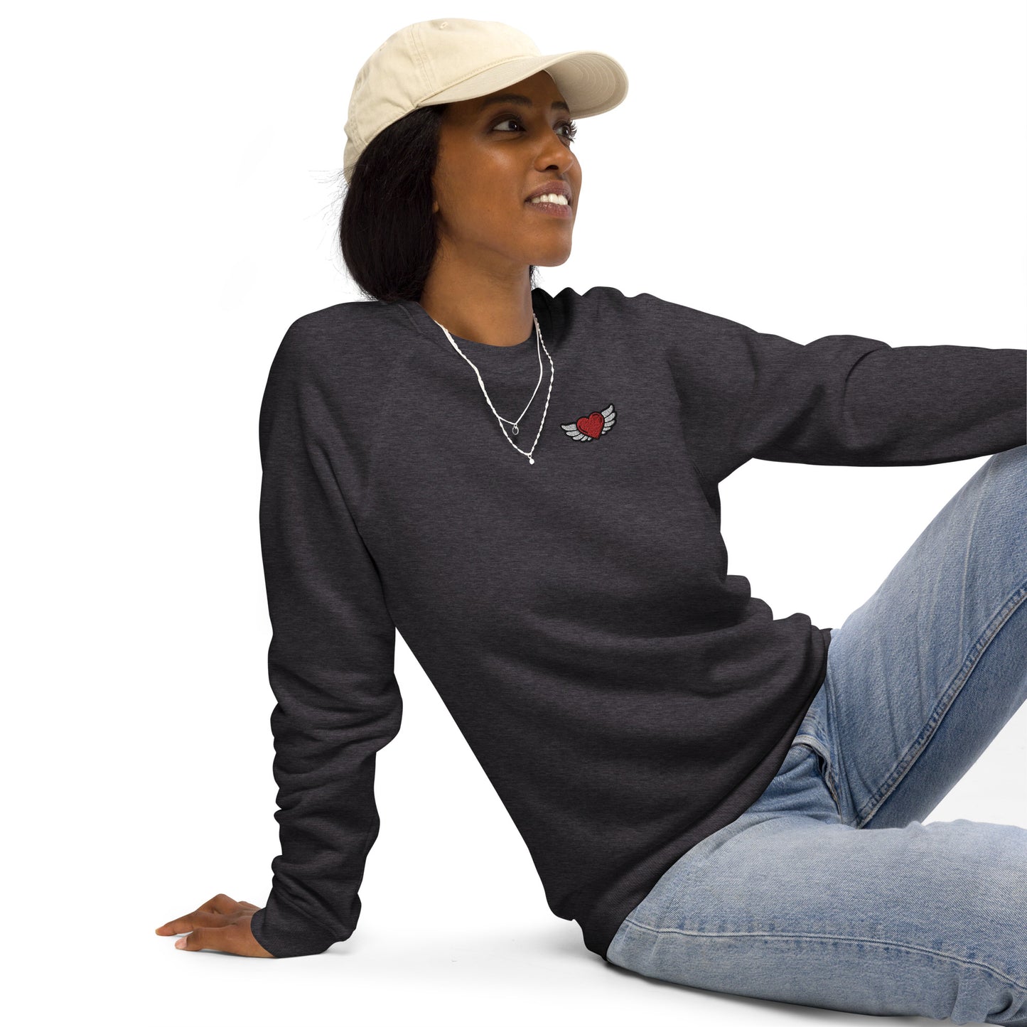 Unisex organic raglan sweatshirt Embroidery