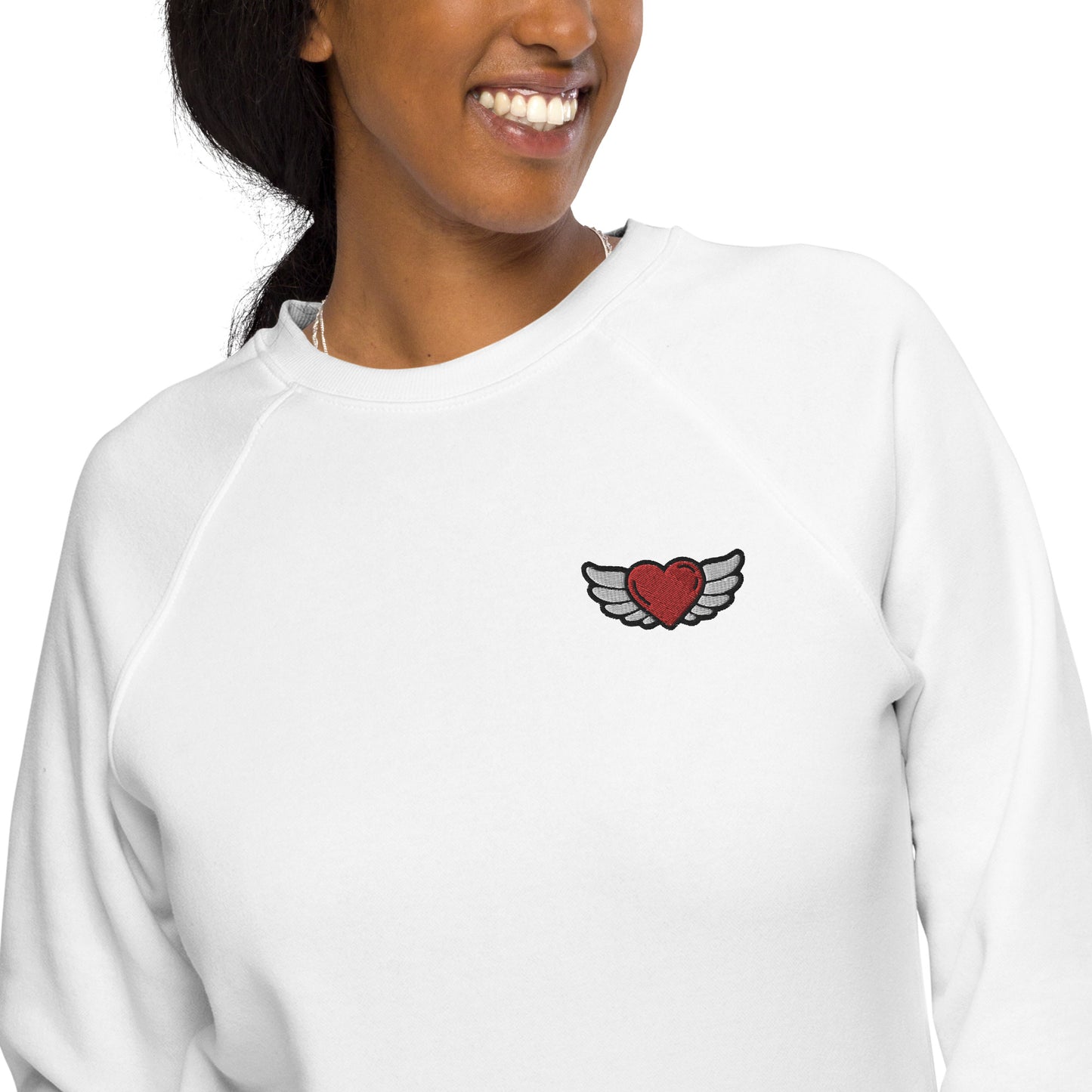 Unisex organic raglan sweatshirt Embroidery