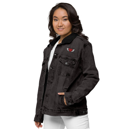 Unisex denim sherpa jacket Embroidery