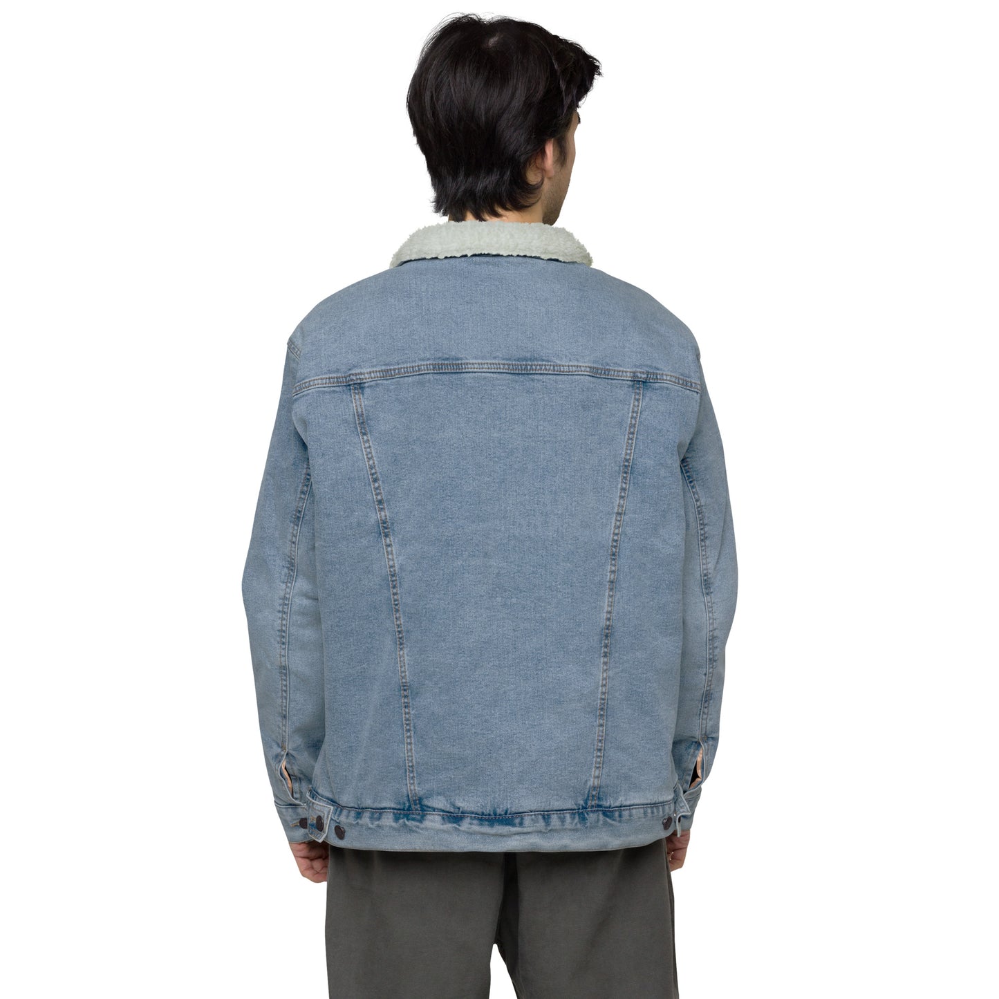 Unisex denim sherpa jacket Embroidery