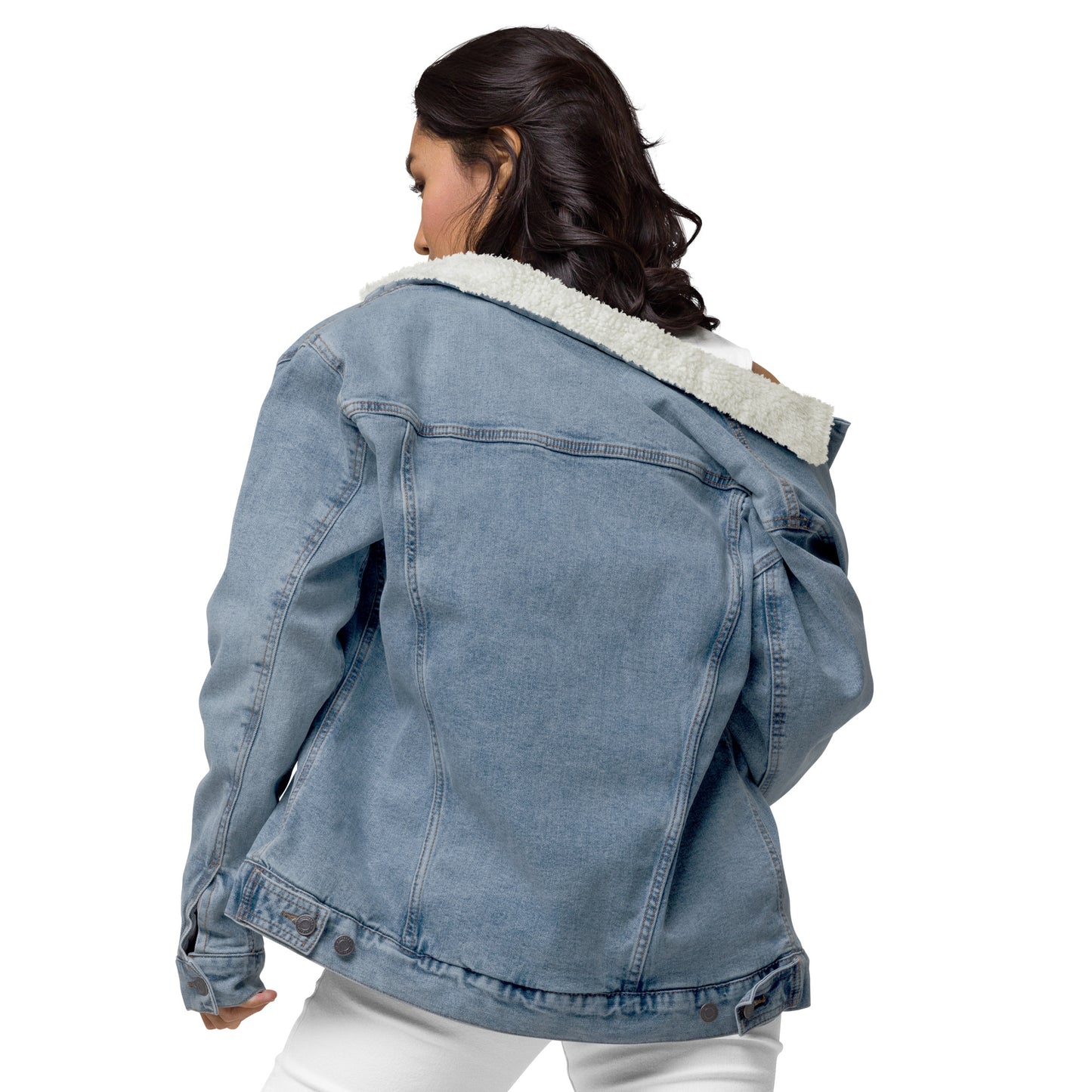 Unisex denim sherpa jacket Embroidery