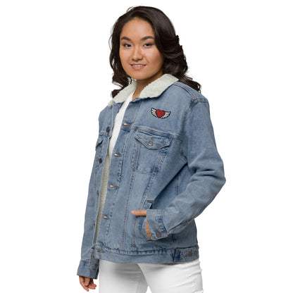 Unisex denim sherpa jacket Embroidery