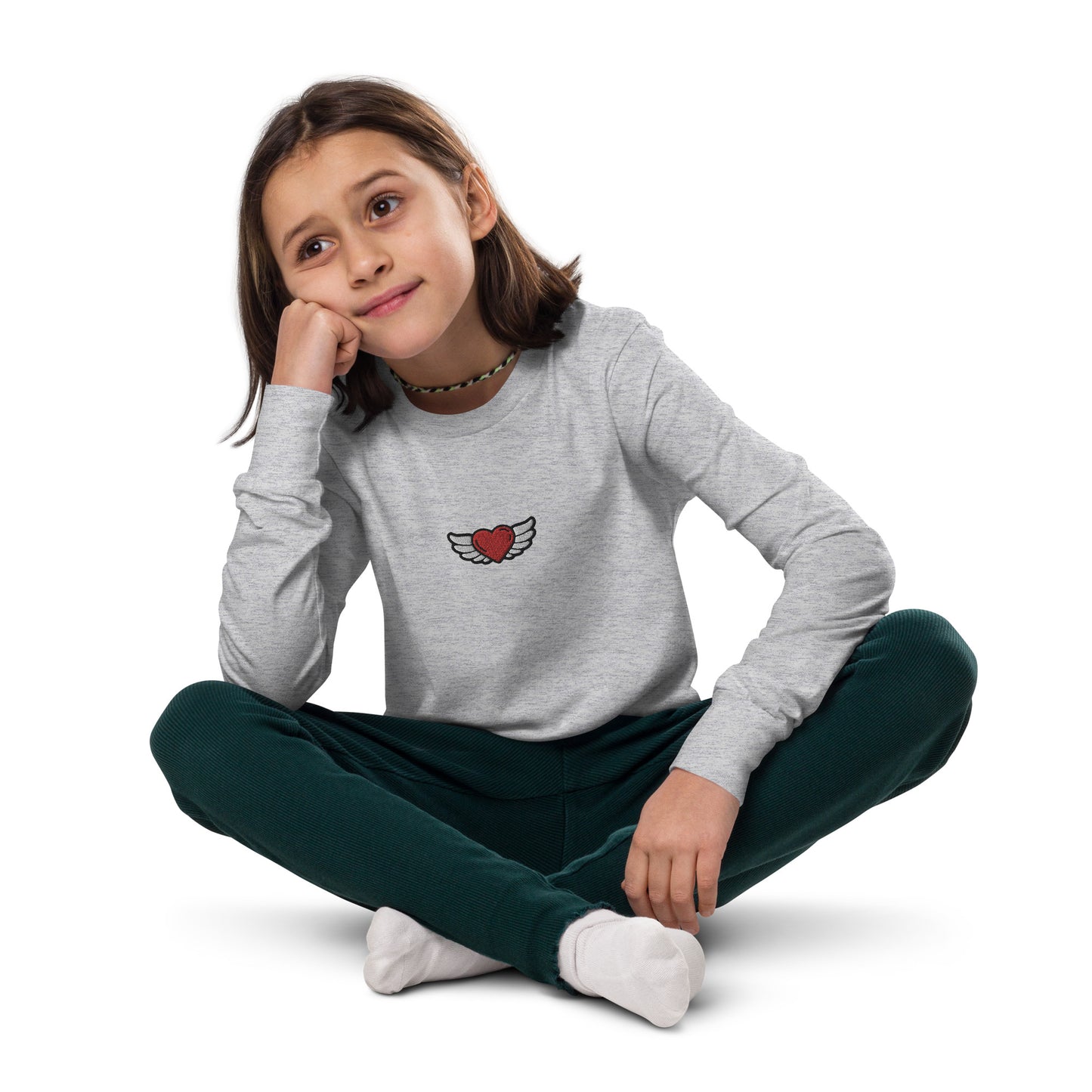 Youth long sleeve tee-Center chest Embridery