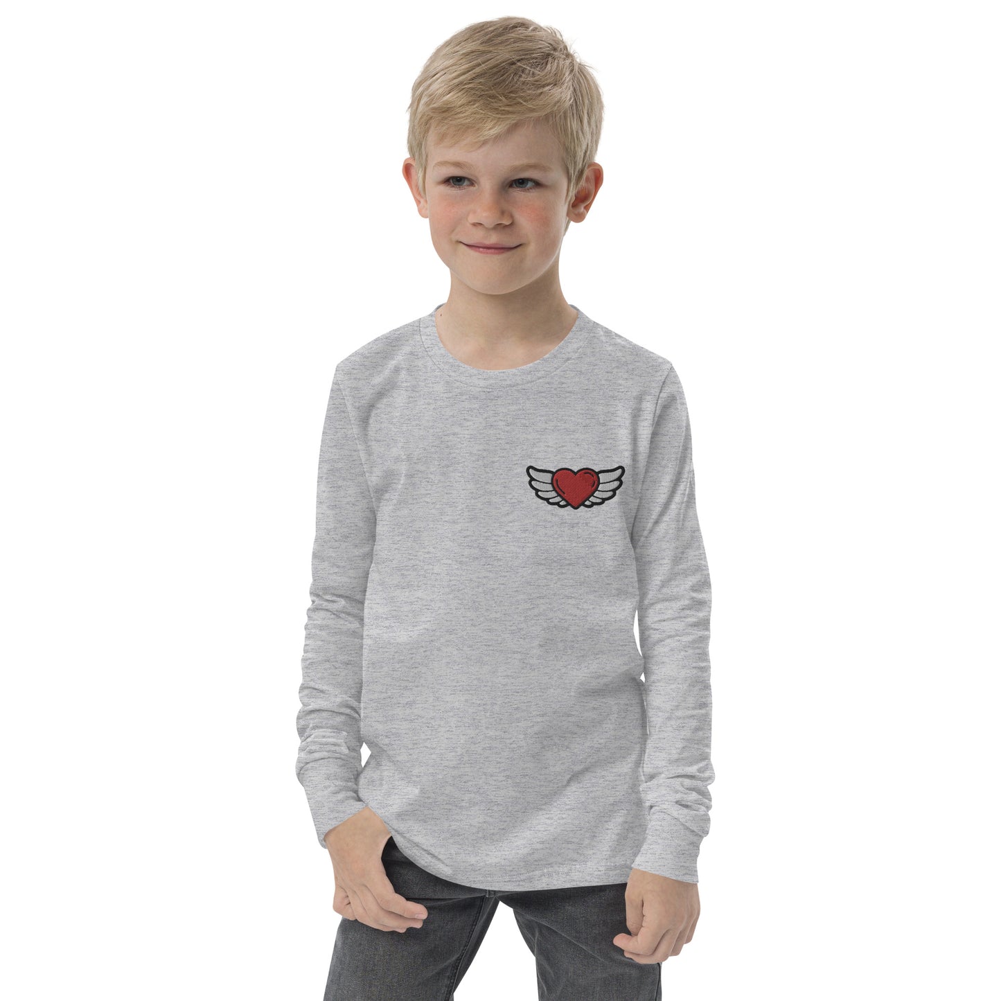 Youth long sleeve tee-Left Chest Embroidery