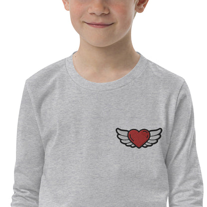 Youth long sleeve tee-Left Chest Embroidery