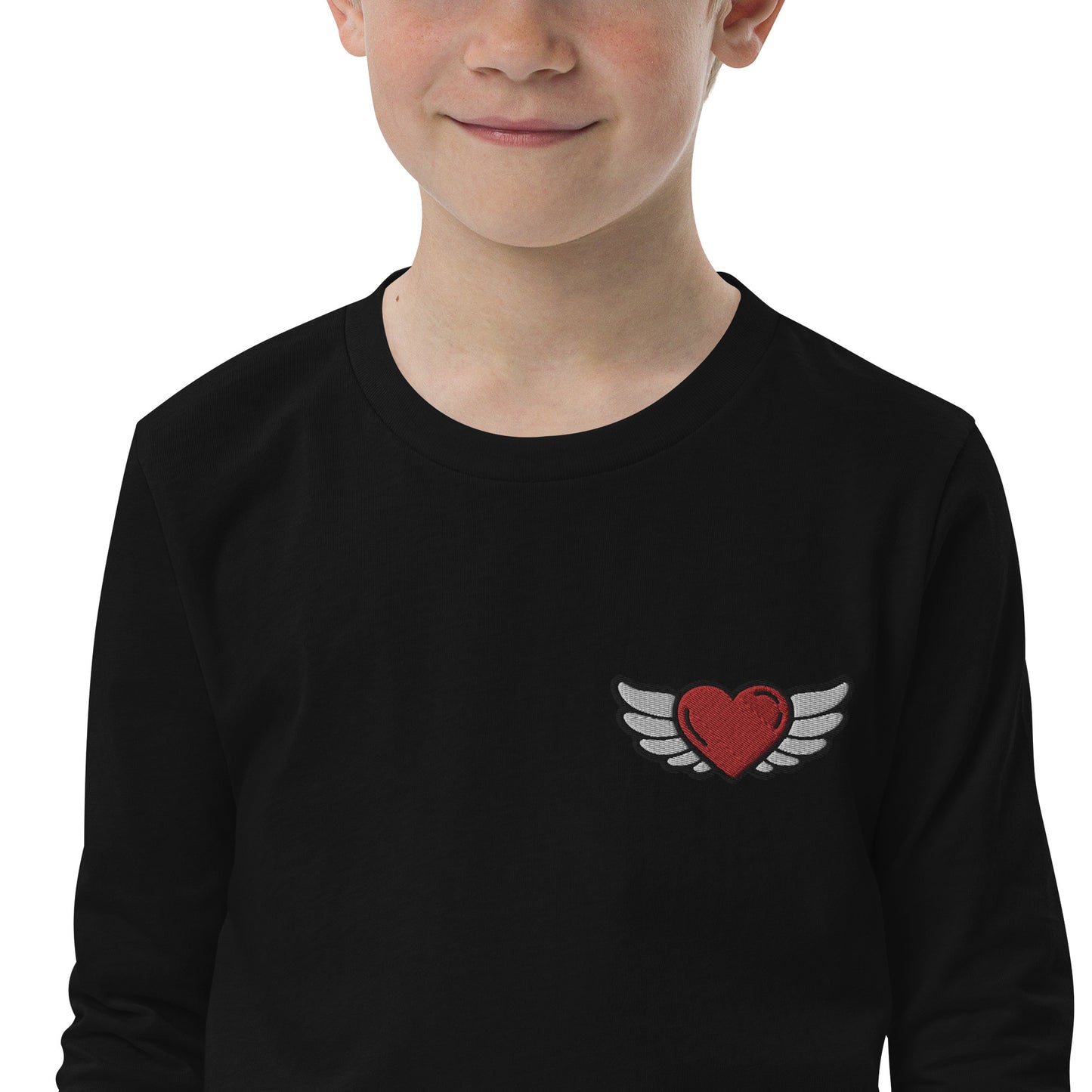 Youth long sleeve tee-Left Chest Embroidery