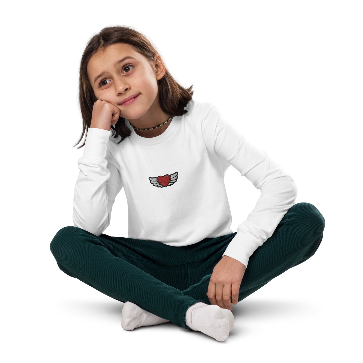 Youth long sleeve tee-Center chest Embridery