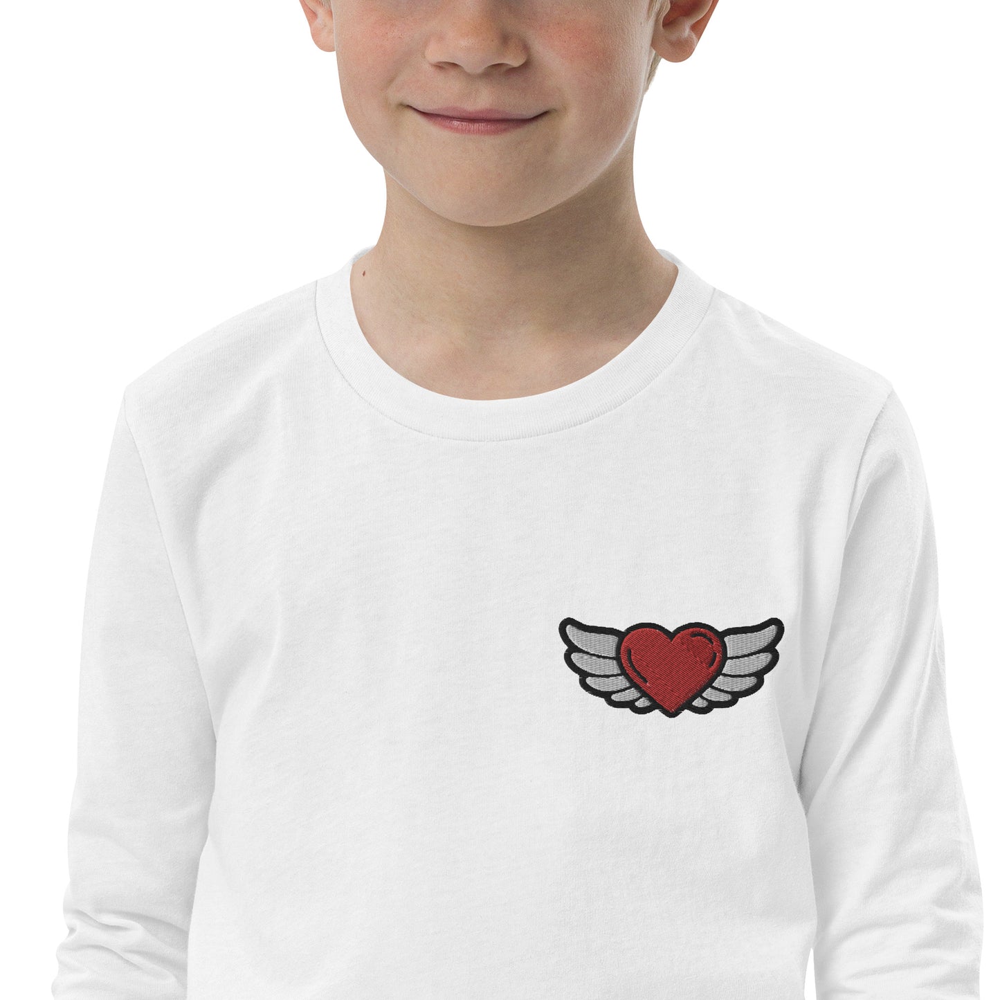 Youth long sleeve tee-Left Chest Embroidery