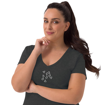 Women’s recycled v-neck t-shirt (Embroidery)