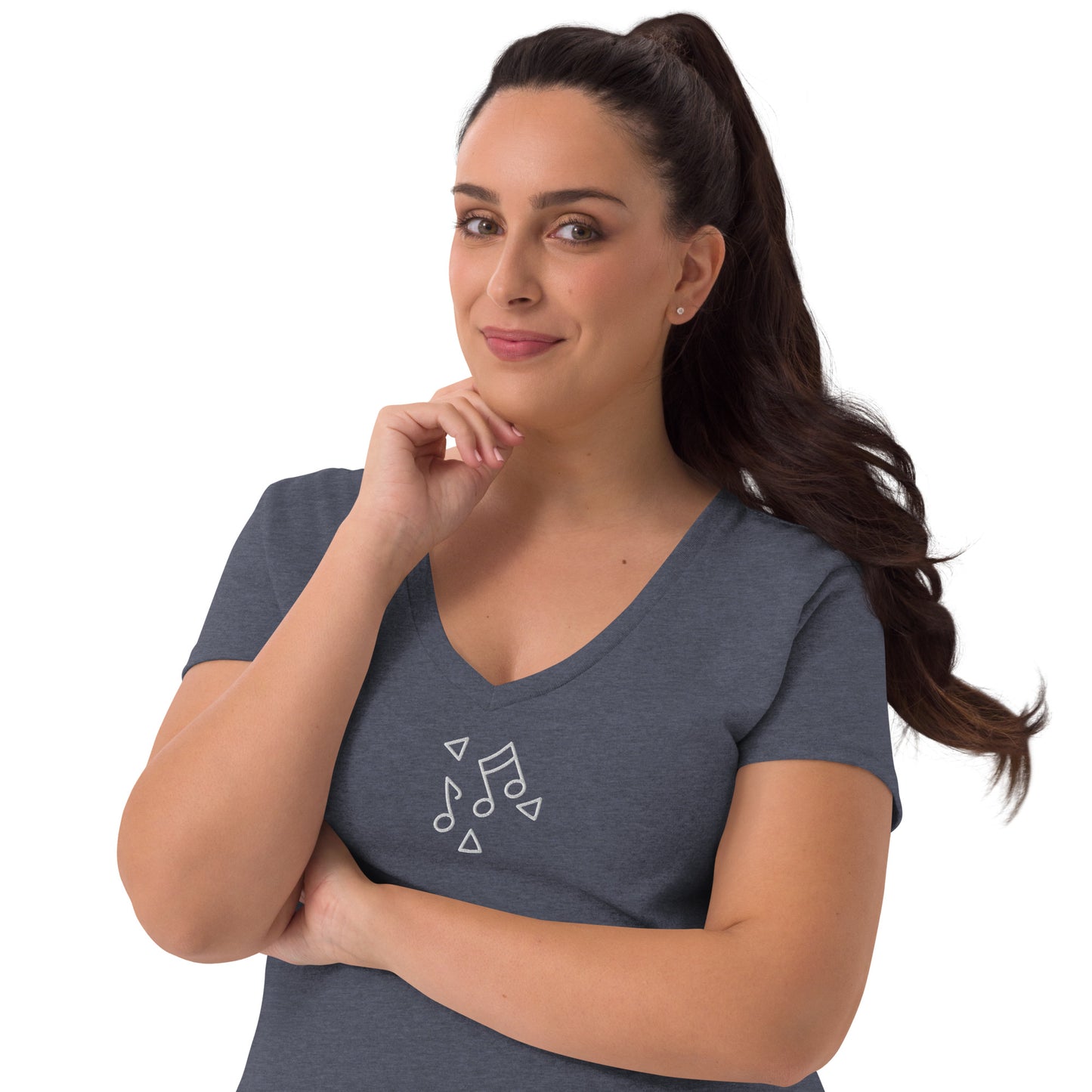 Women’s recycled v-neck t-shirt (Embroidery)